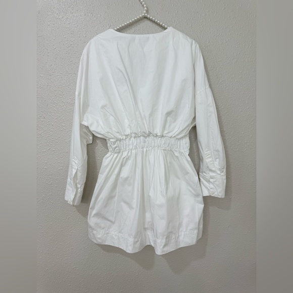 Zara Cross Front White Long Sleeve Mini Dress Size Small - Picture 9 of 10